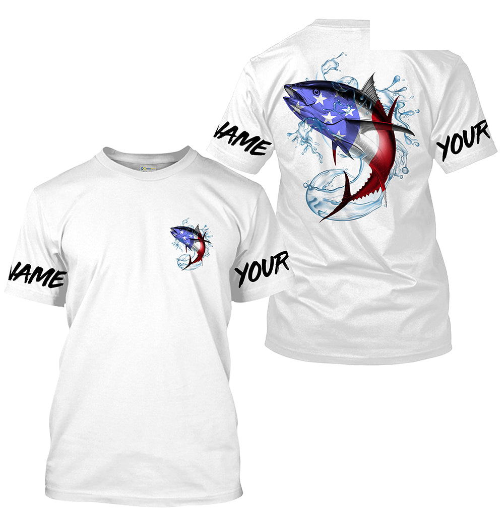Tuna Fishing American Flag Custom performance Fishing T Shirts, Patriotic Fishing gifts - HPW161