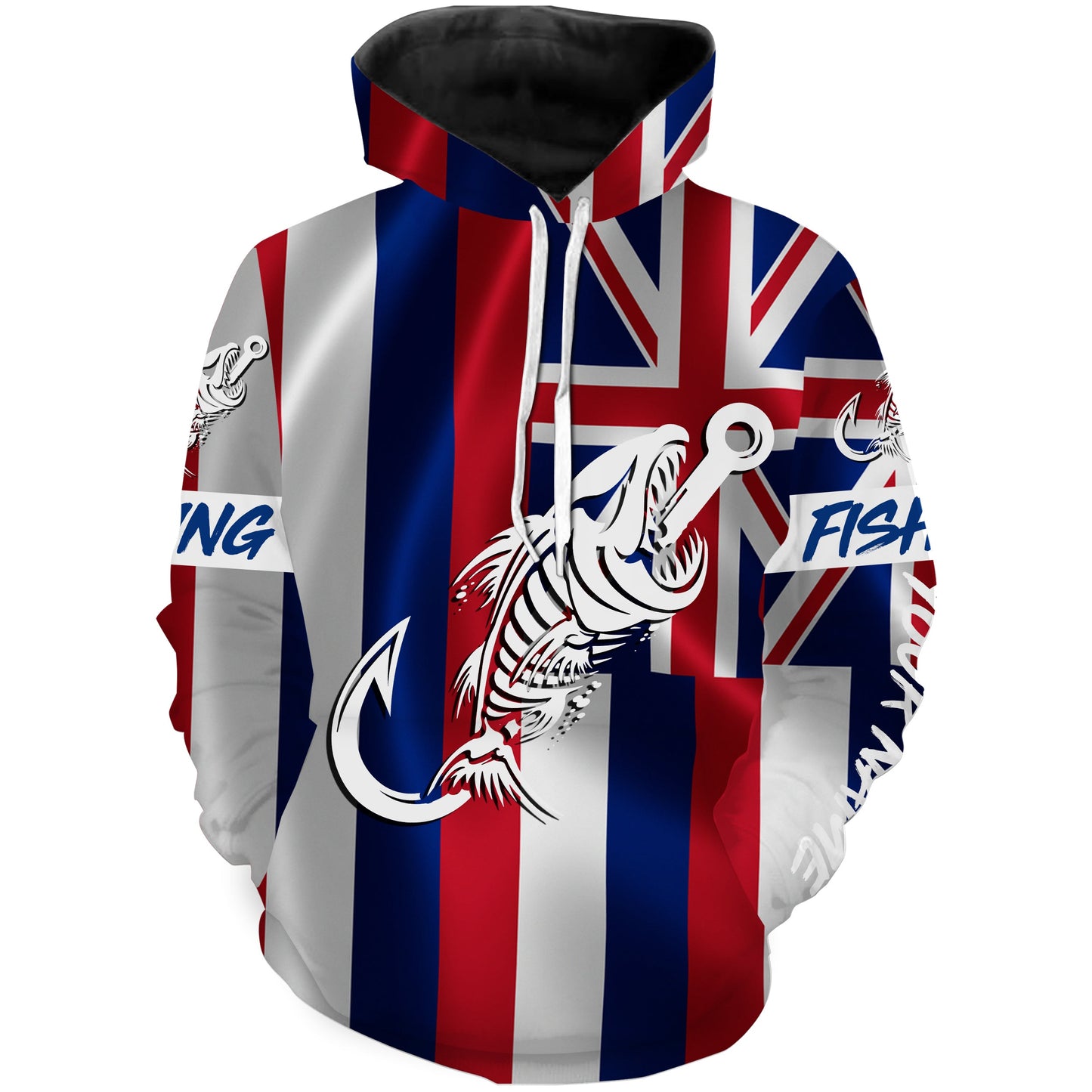 HI Fishing Custom Hawaiian Flag Fish hook skull custom fishing tournament shirts | Hoodie - NPQ702