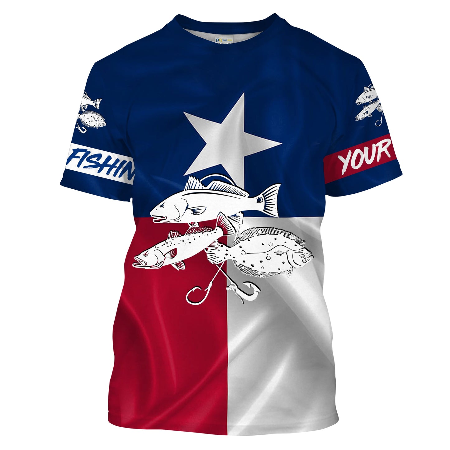 Redfish trout flounder Texas Slam performance fishing shirt Customize Name All-over Print Unisex fishing T-shirt NPQ3