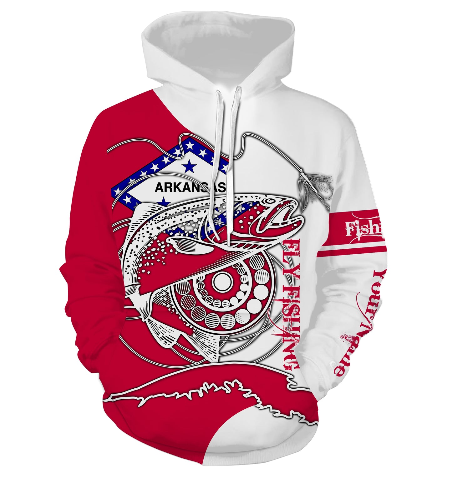 Trouts fly fishing in Arkansas flag patriotic Custom name fishing jerseys | Hoodie - NPQ821