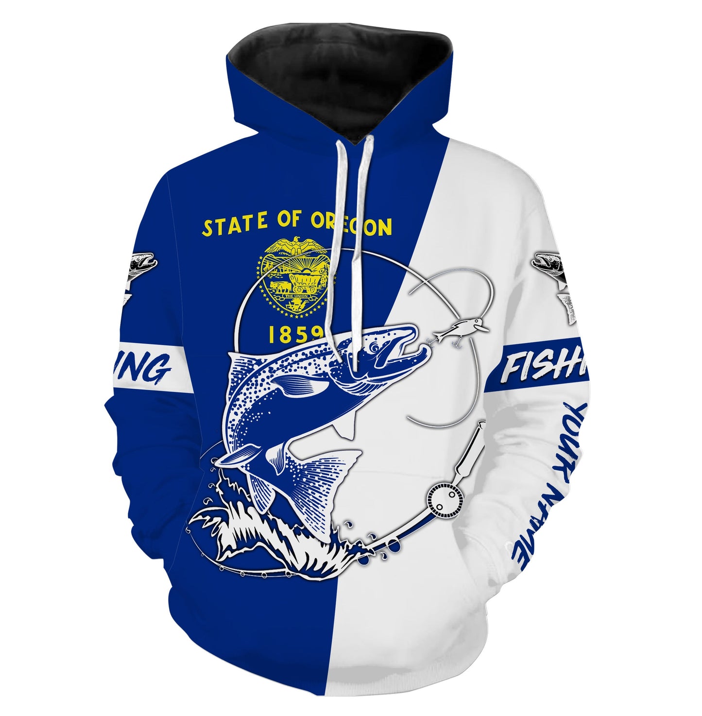 Salmon fishing in Oregon flag patriotic Custom name fishing jerseys | Hoodie - NPQ826