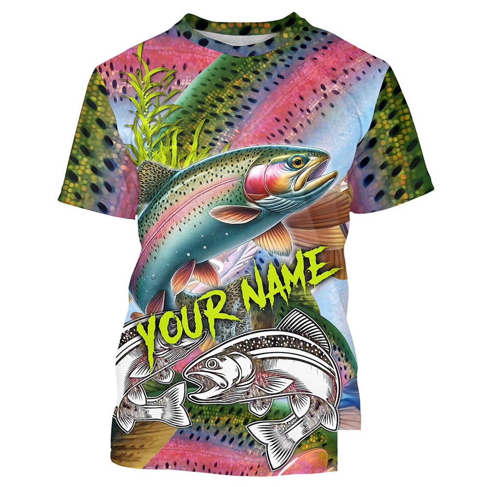 Rainbow Trout fishing scales Custom name fishing jerseys | Tshirt - NPQ865