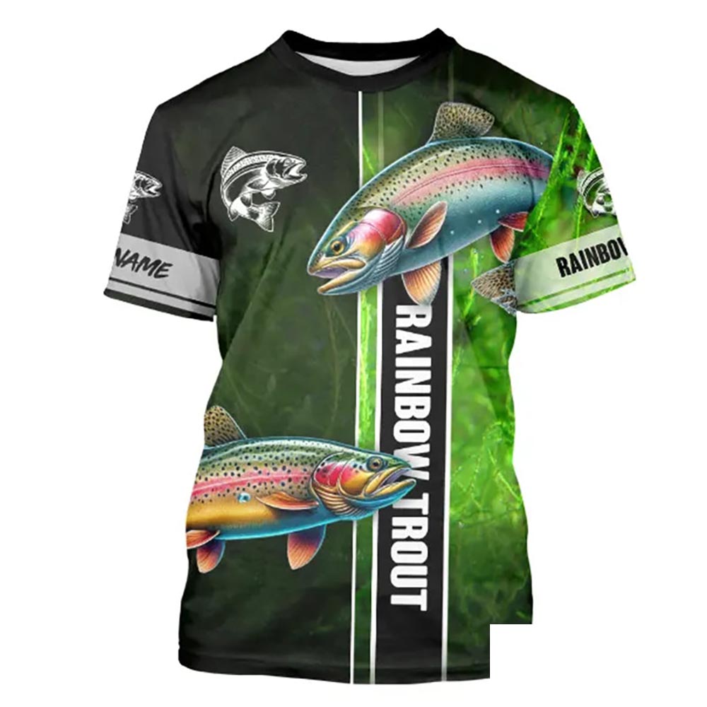 Rainbow trout fishing green shirt Customize Name tournament fishing T-shirt, gift for fishing lovers NPQ329
