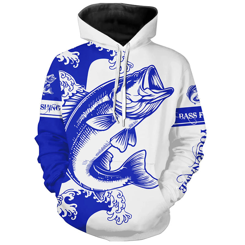 Largemouth bass fishing tattoo blue Custom name Bass fishing shirts jerseys | Hoodie - NPQ884
