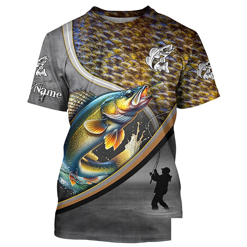 Walleye fishing freshwater fish personalized fishing tournament shirts | Tshirt - NPQ699