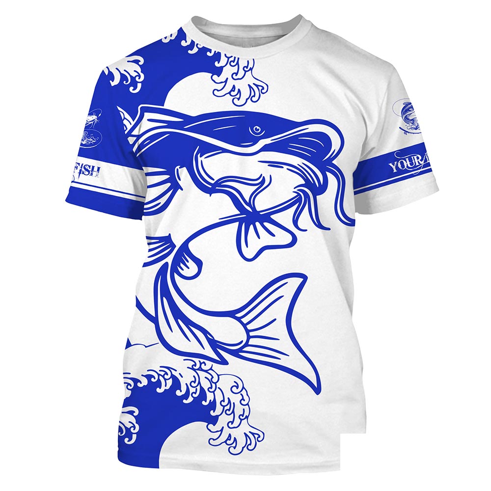 Catfish fishing tattoo blue Custom name Catfish fishing shirts jerseys | Tshirt - NPQ886