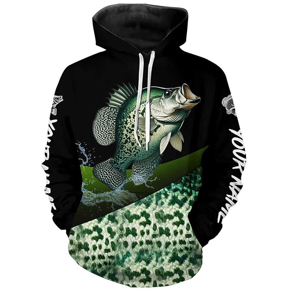 Crappie freshwater fishing green scales Custom name fishing jerseys | Hoodie - NPQ784