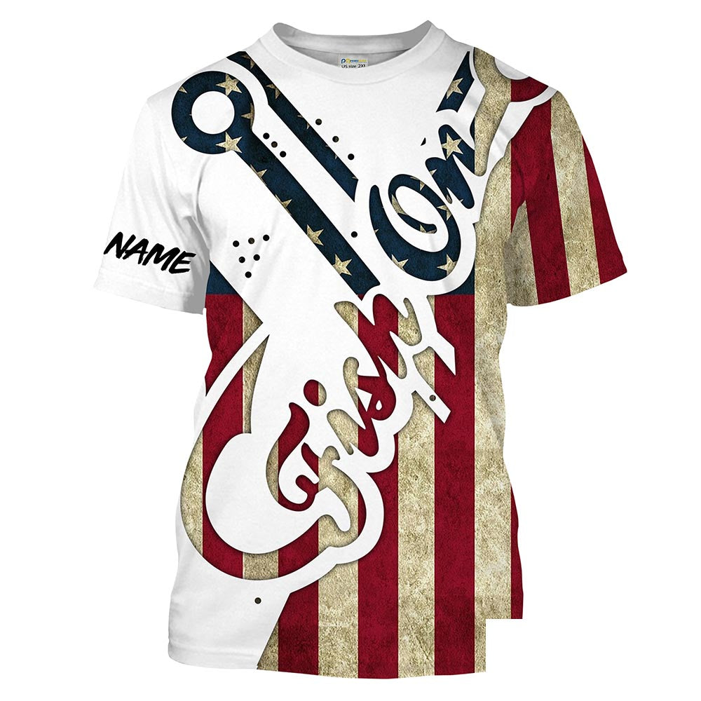 American flag Fish on patriotic fishing performance fishing shirt Customize fishing T-shirt NPQ5