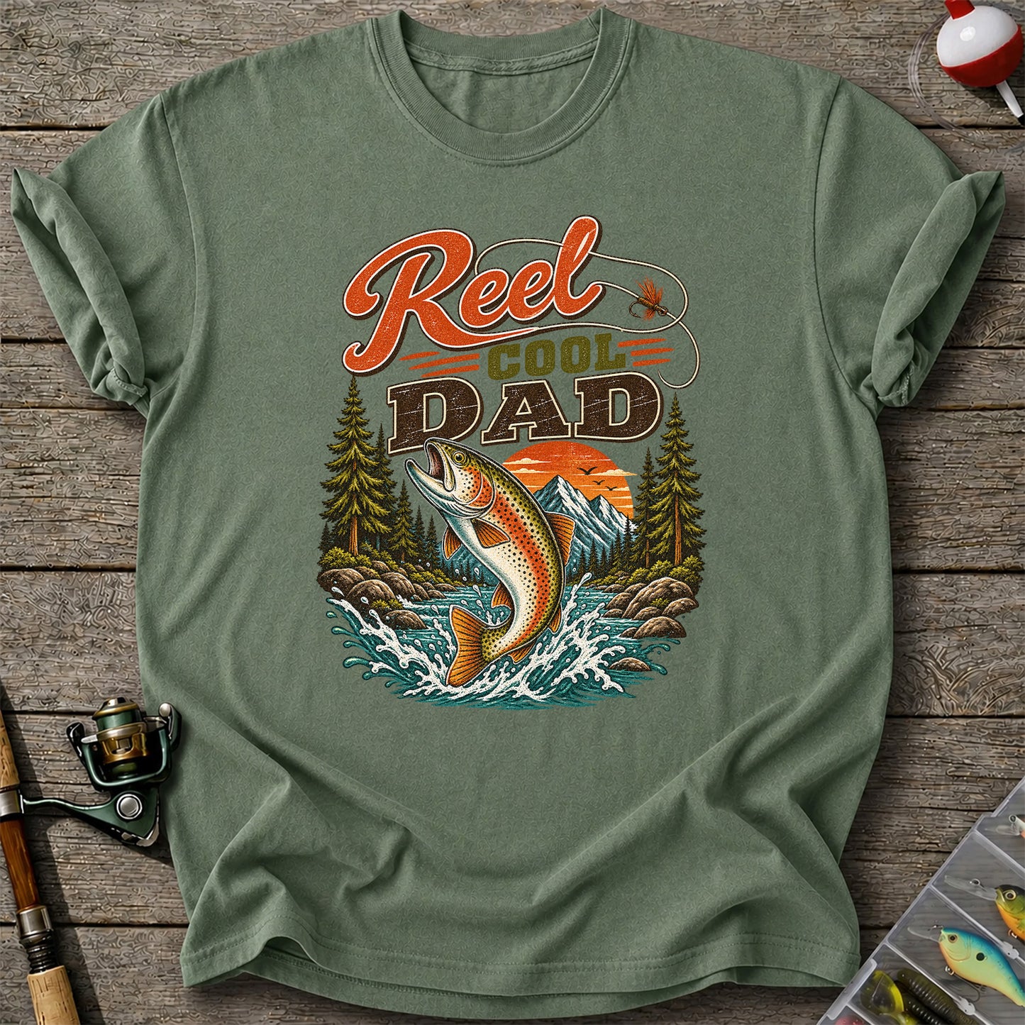 Reel Cool Dad Trout Fishing Graphic T-Shirt