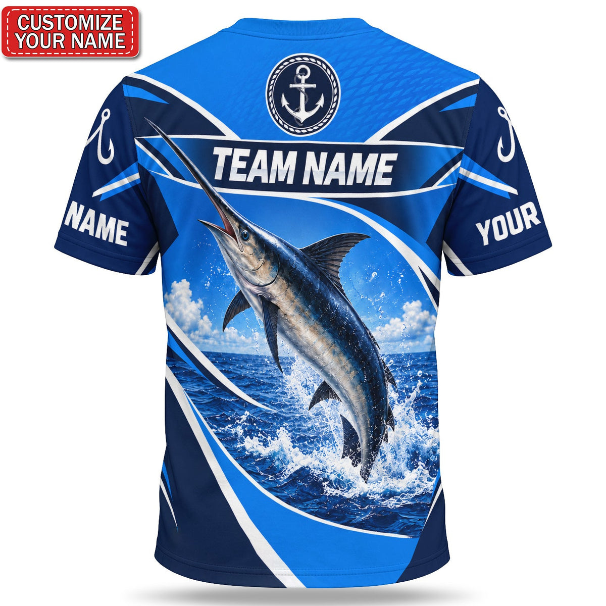 Personalized Swordfish Fishing Graphic T-Shirt