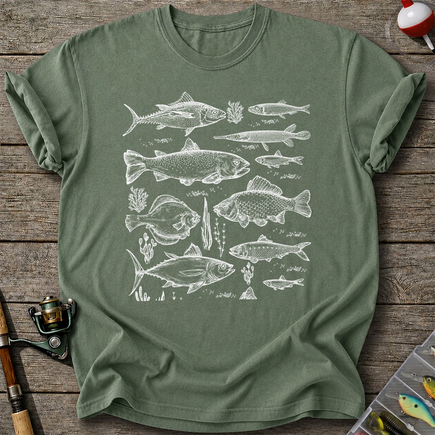 Vintage Freshwater and Saltwater Fish Collection Graphic T-Shirt