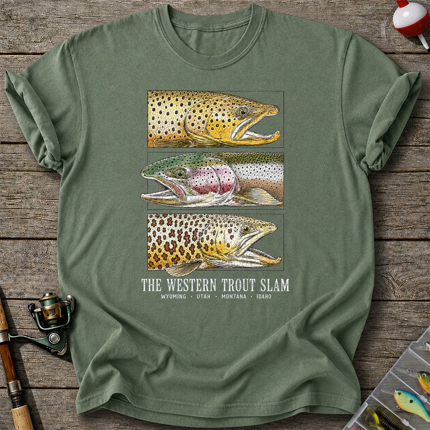 The Western Trout Slam Wyoming Utah Montana Idaho Fishing T-Shirt