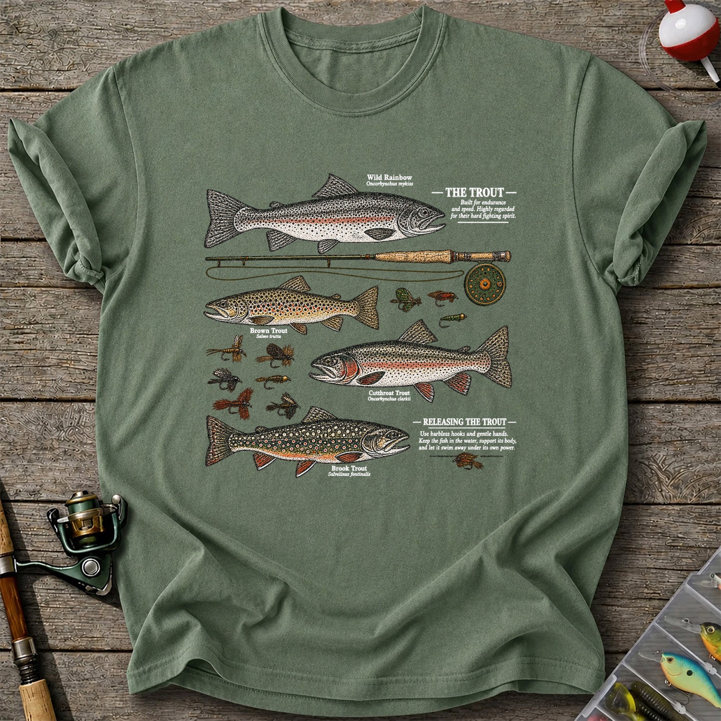 The Trout Species Chart Vintage Fly Fishing Graphic T-Shirt