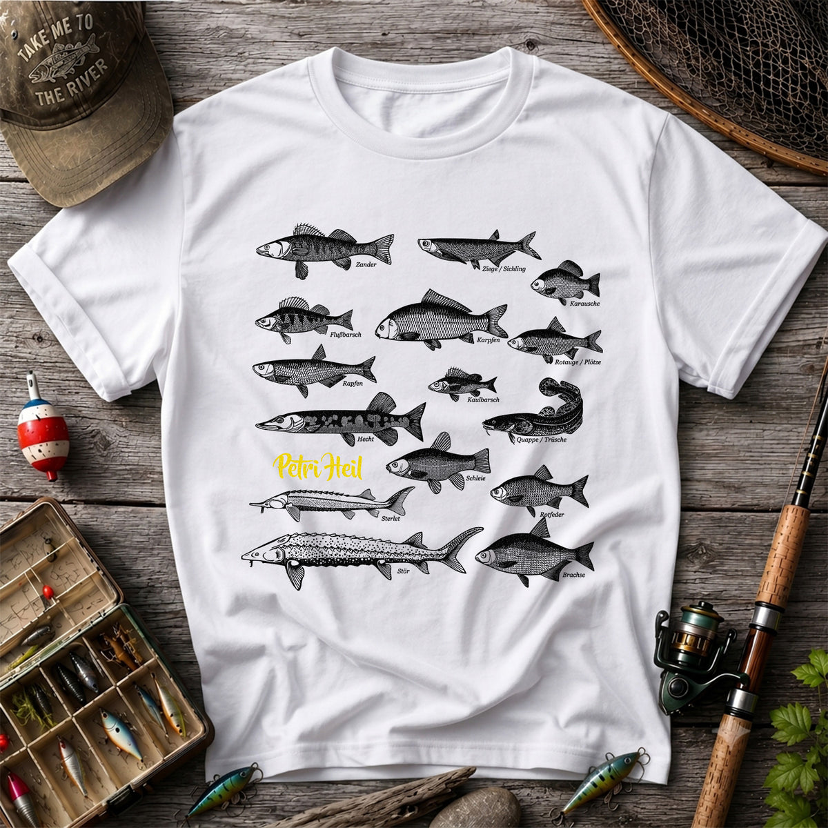 German Freshwater Fish Species Chart Fishing Graphic T-Shirt