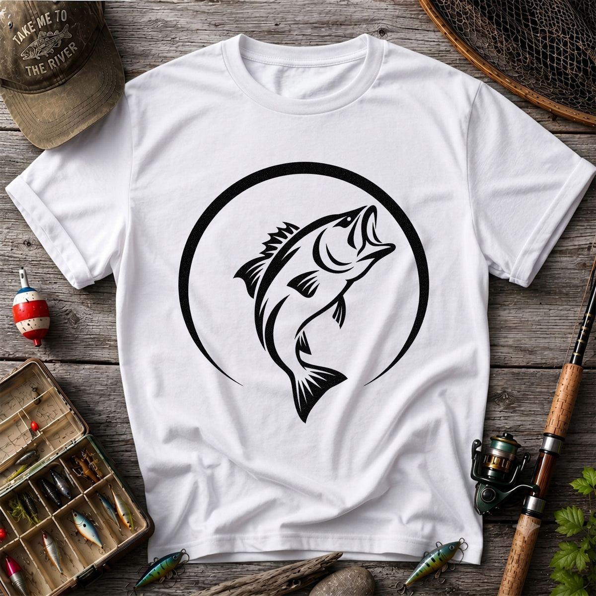 Minimalist Jumping Bass Fishing Silhouette T-Shirt