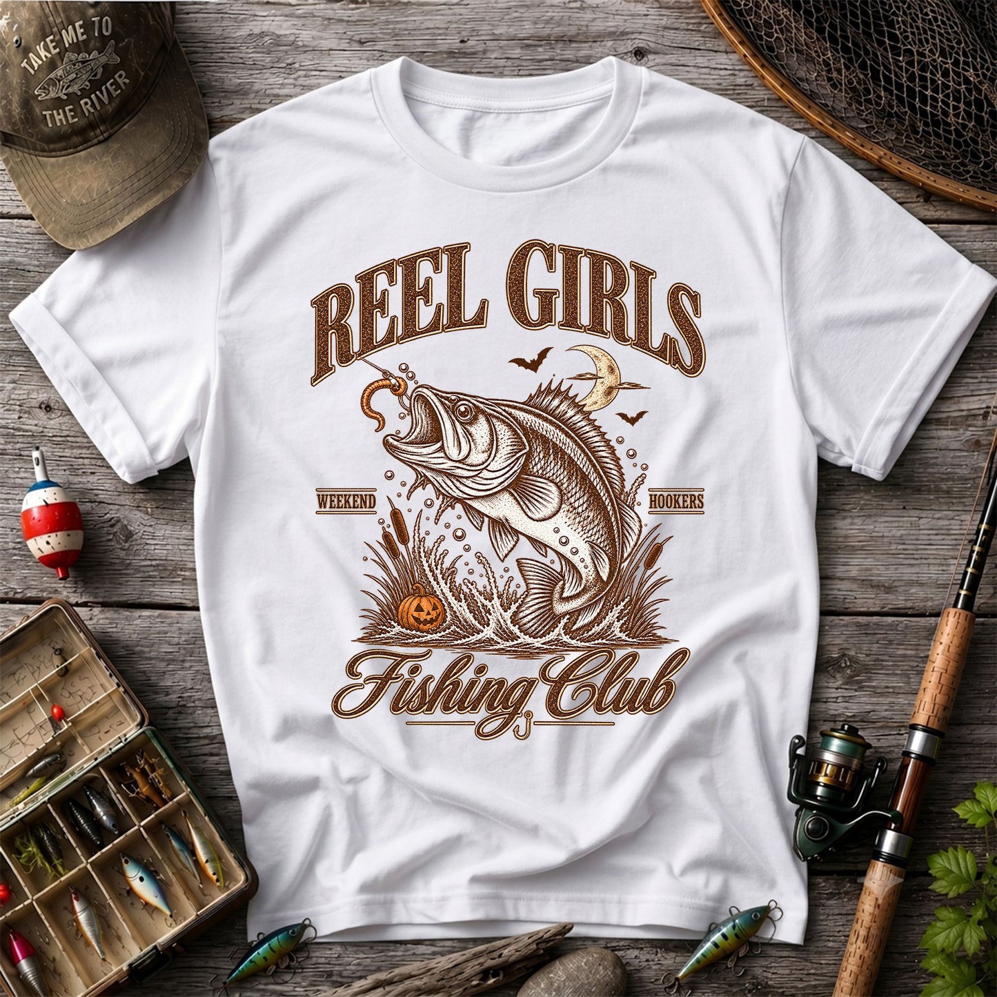 Reel Girls Weekend Hookers Halloween Bass Fishing T-Shirt