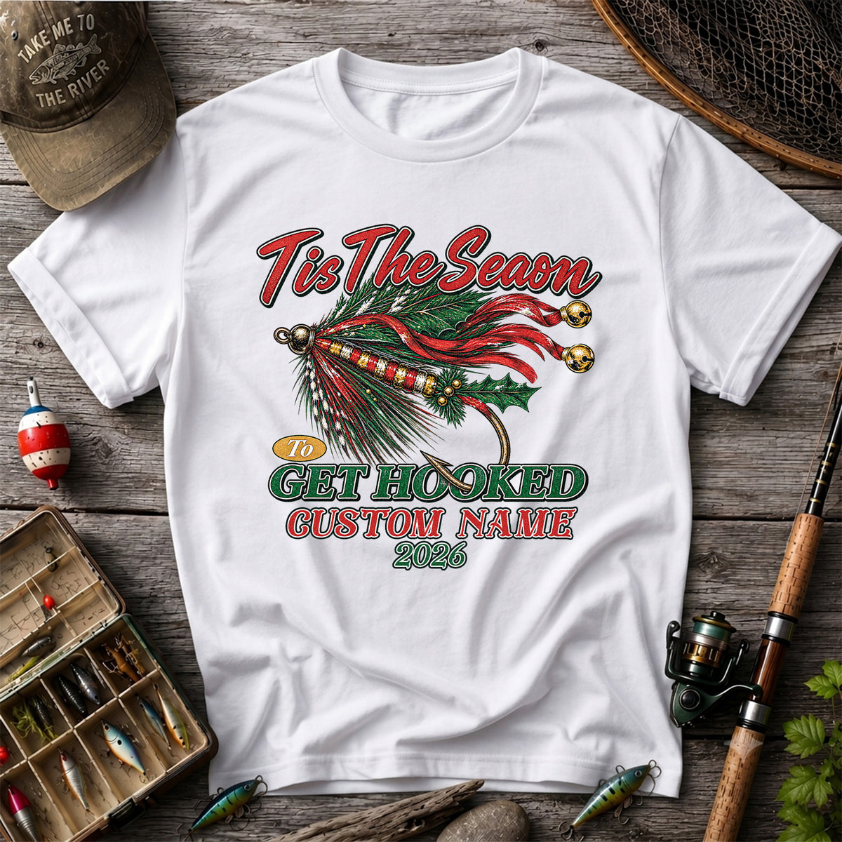 Personalized Christmas Fly Fishing Custom Name T-Shirt