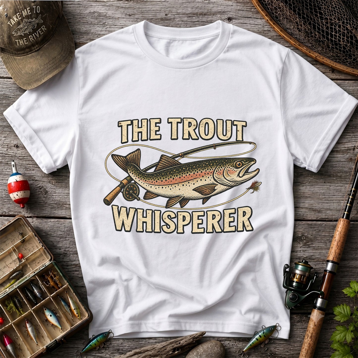 The Trout Whisperer Vintage Fly Fishing Graphic T-Shirt