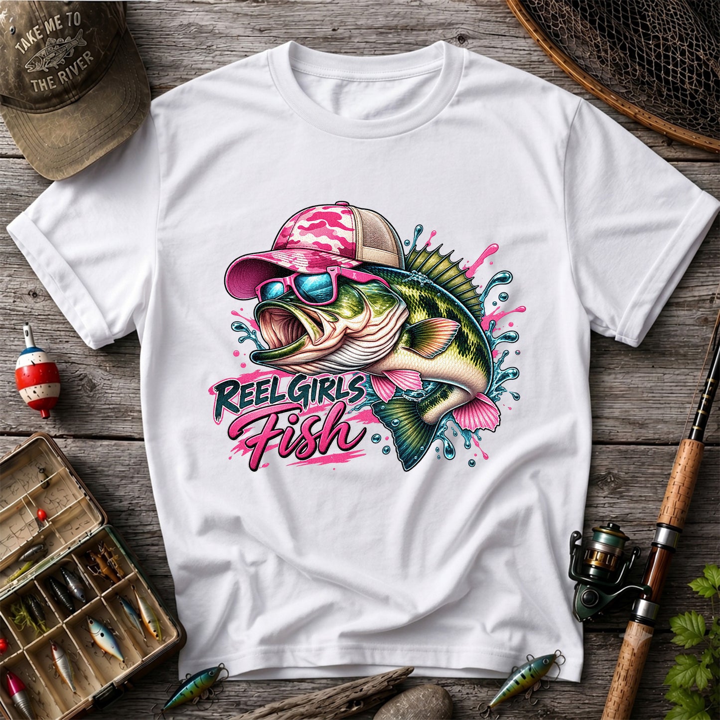 Reel Girls Fish Pink Largemouth Bass Fishing T-Shirt