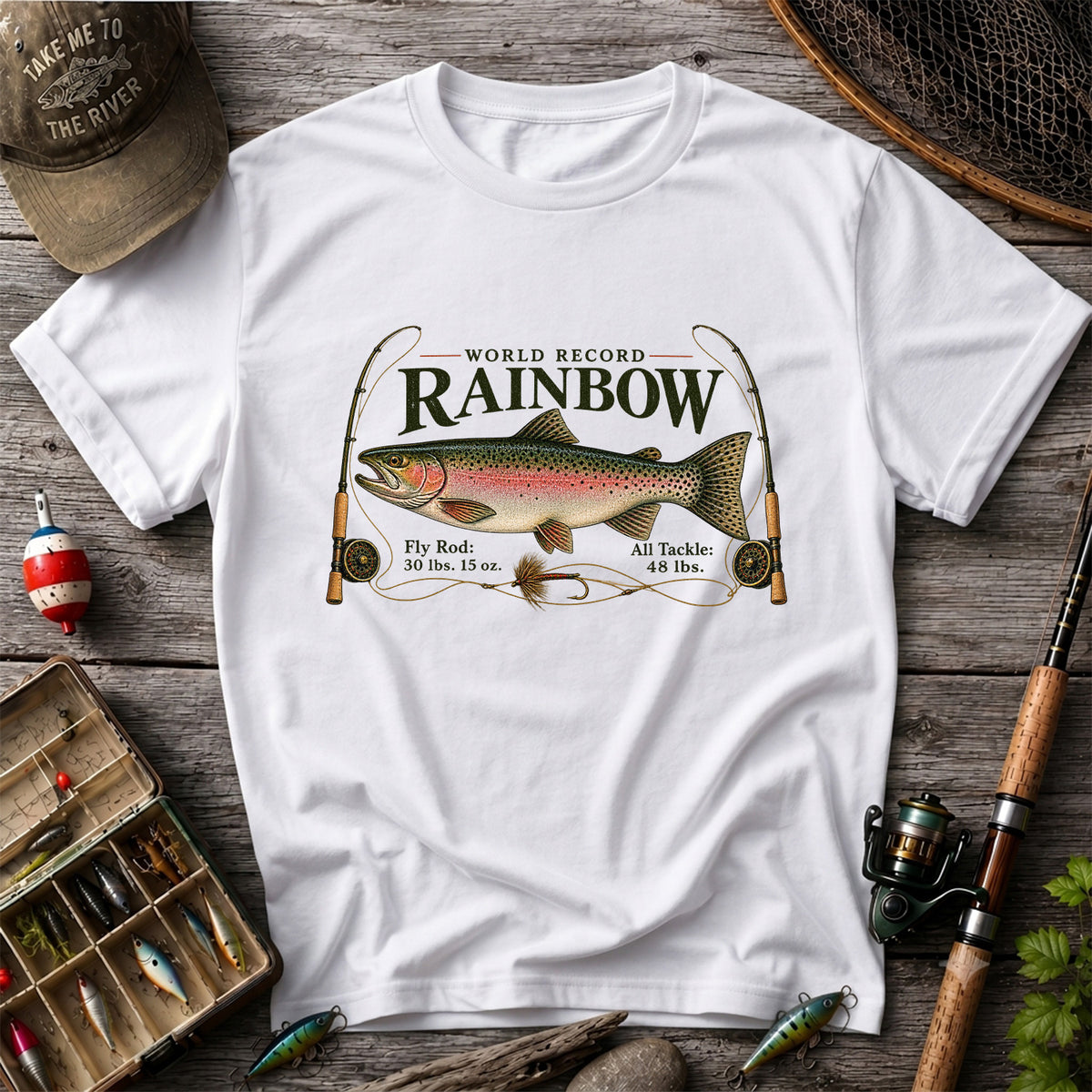 World Record Rainbow Trout Fly Fishing Graphic T-Shirt