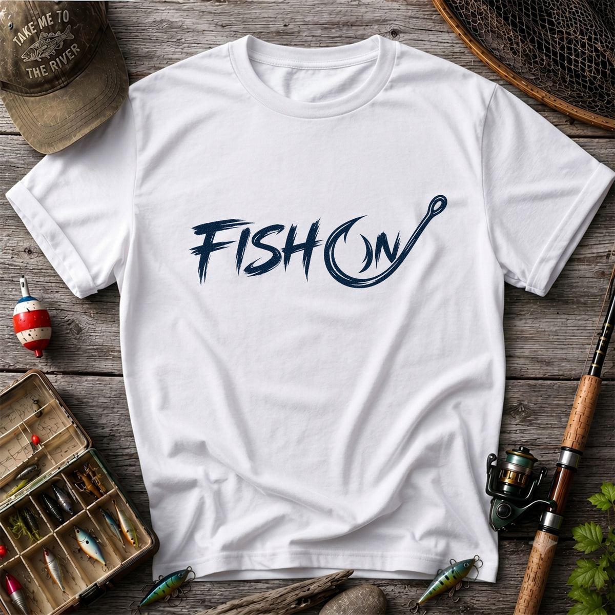 Fish On Fishing Hook Graphic T-Shirt