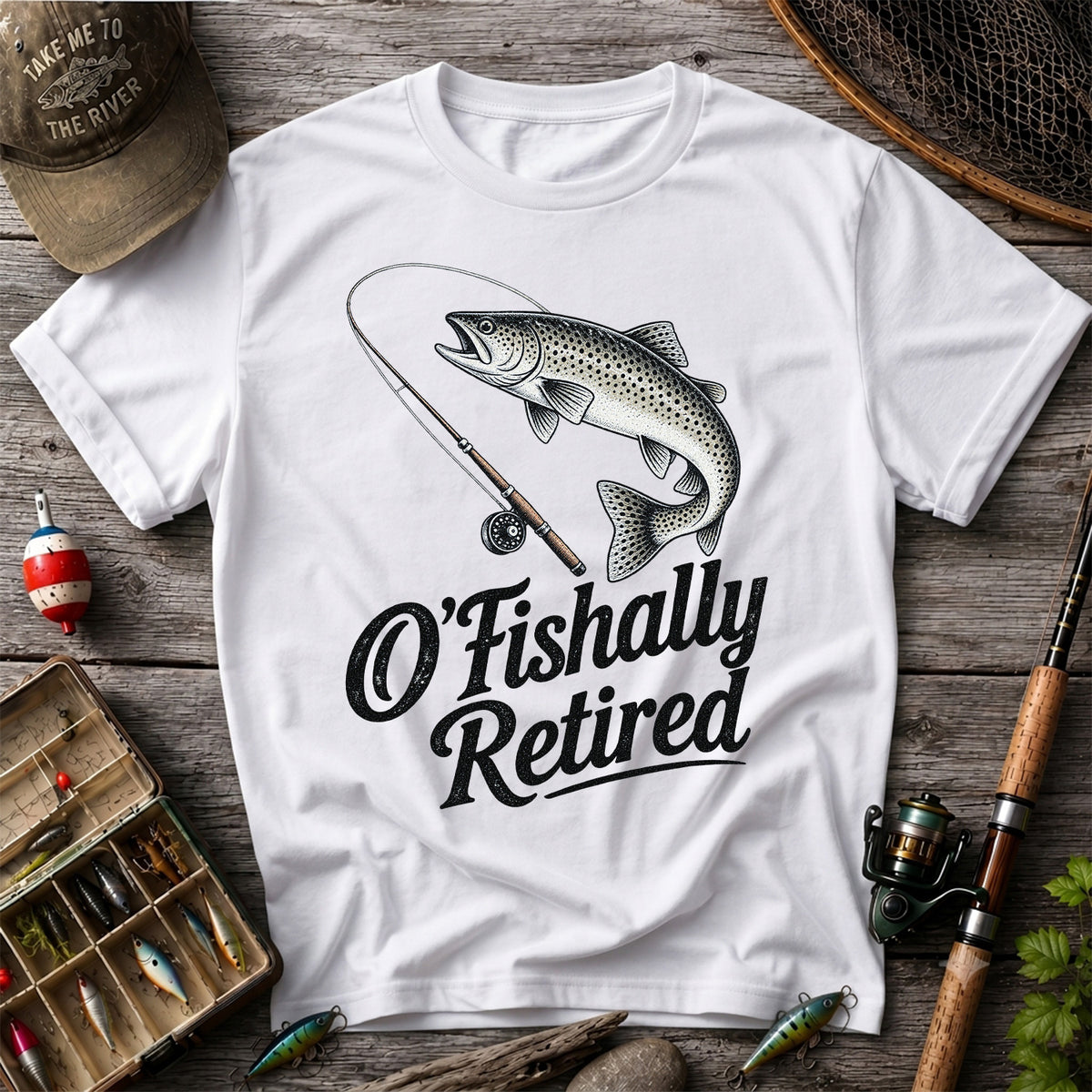 Retired Trout Fishing Rod Graphic T-Shirt