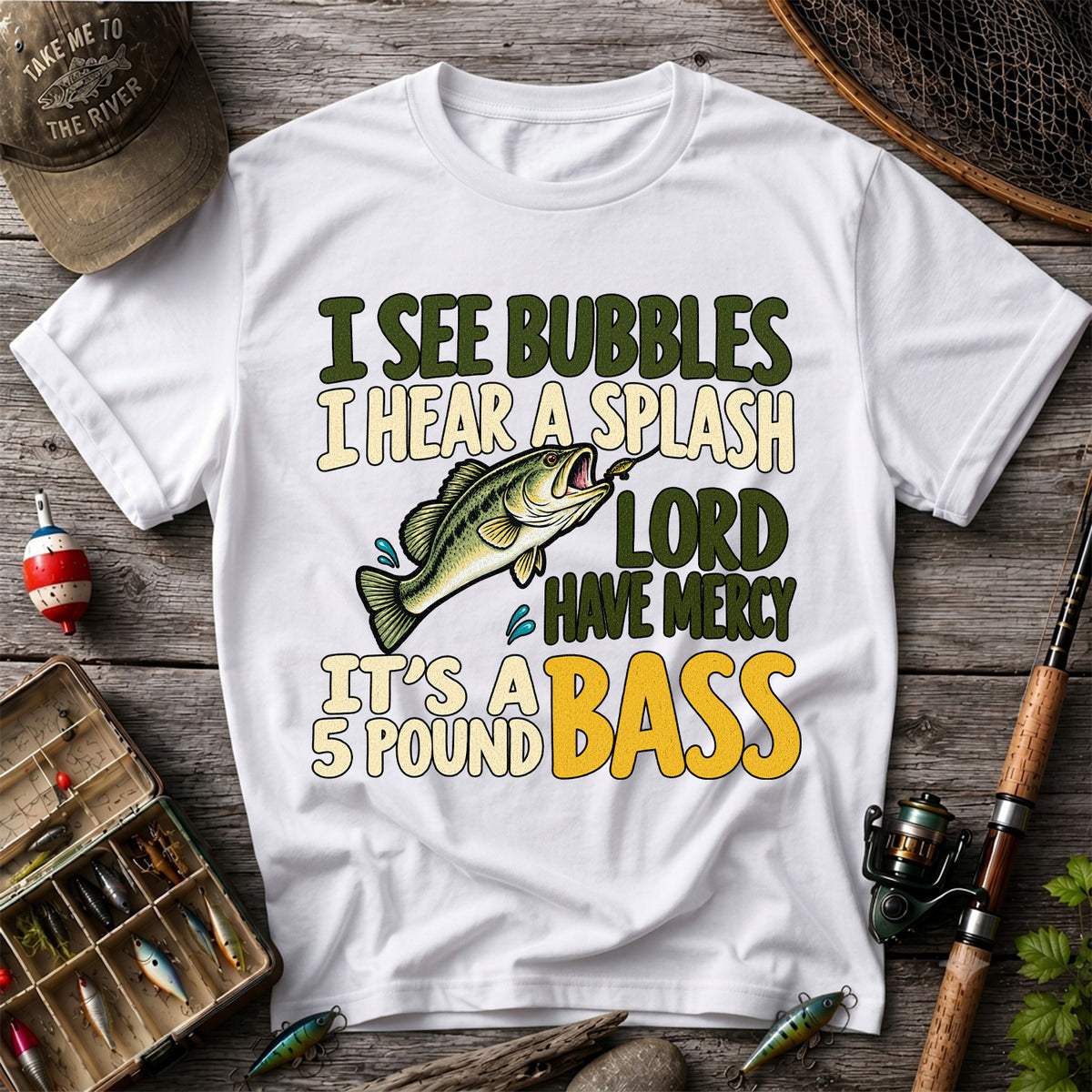 Five Pound Bass Fishing Humor Graphic T-Shirt