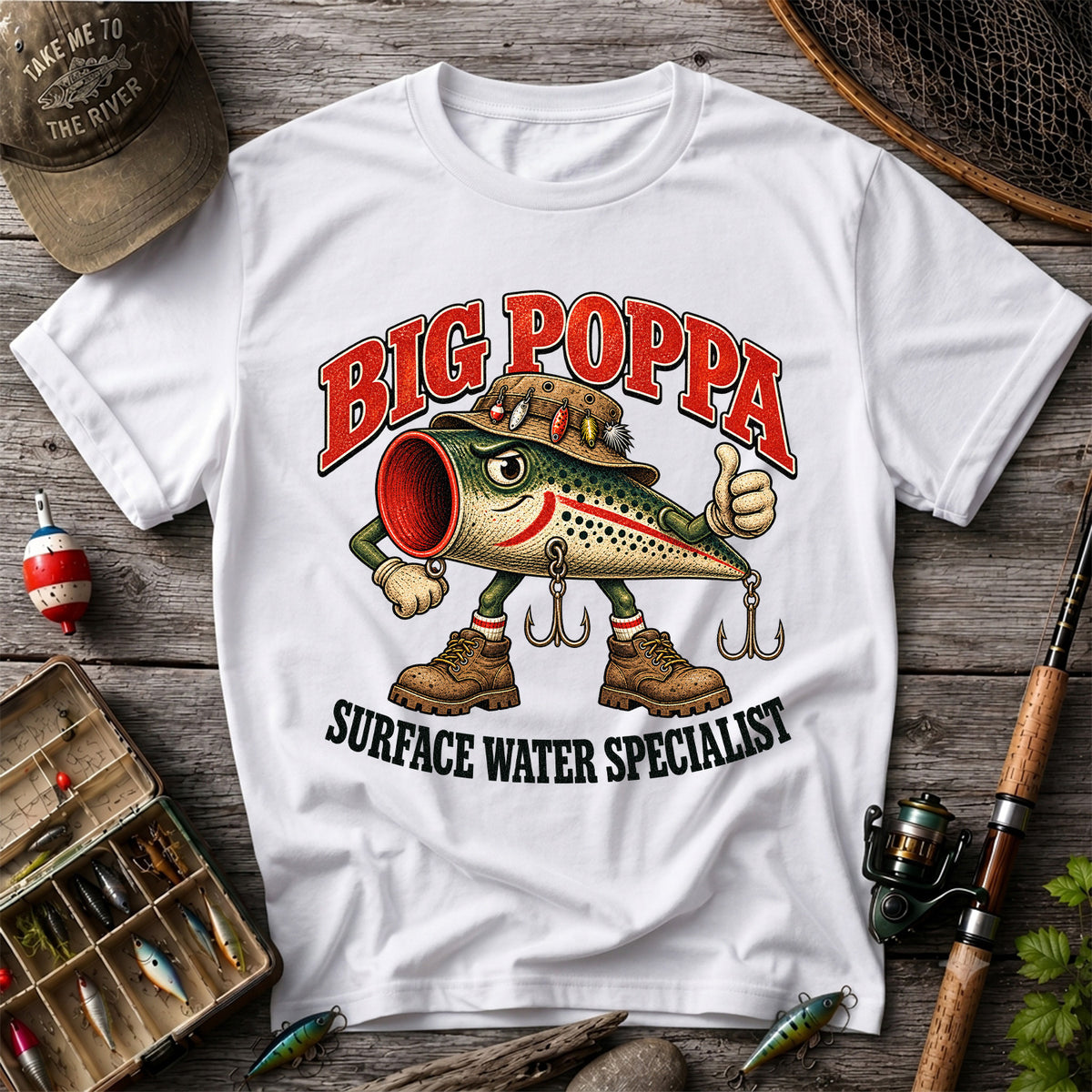 Big Poppa Surface Water Specialist Fishing Lure Graphic T-Shirt