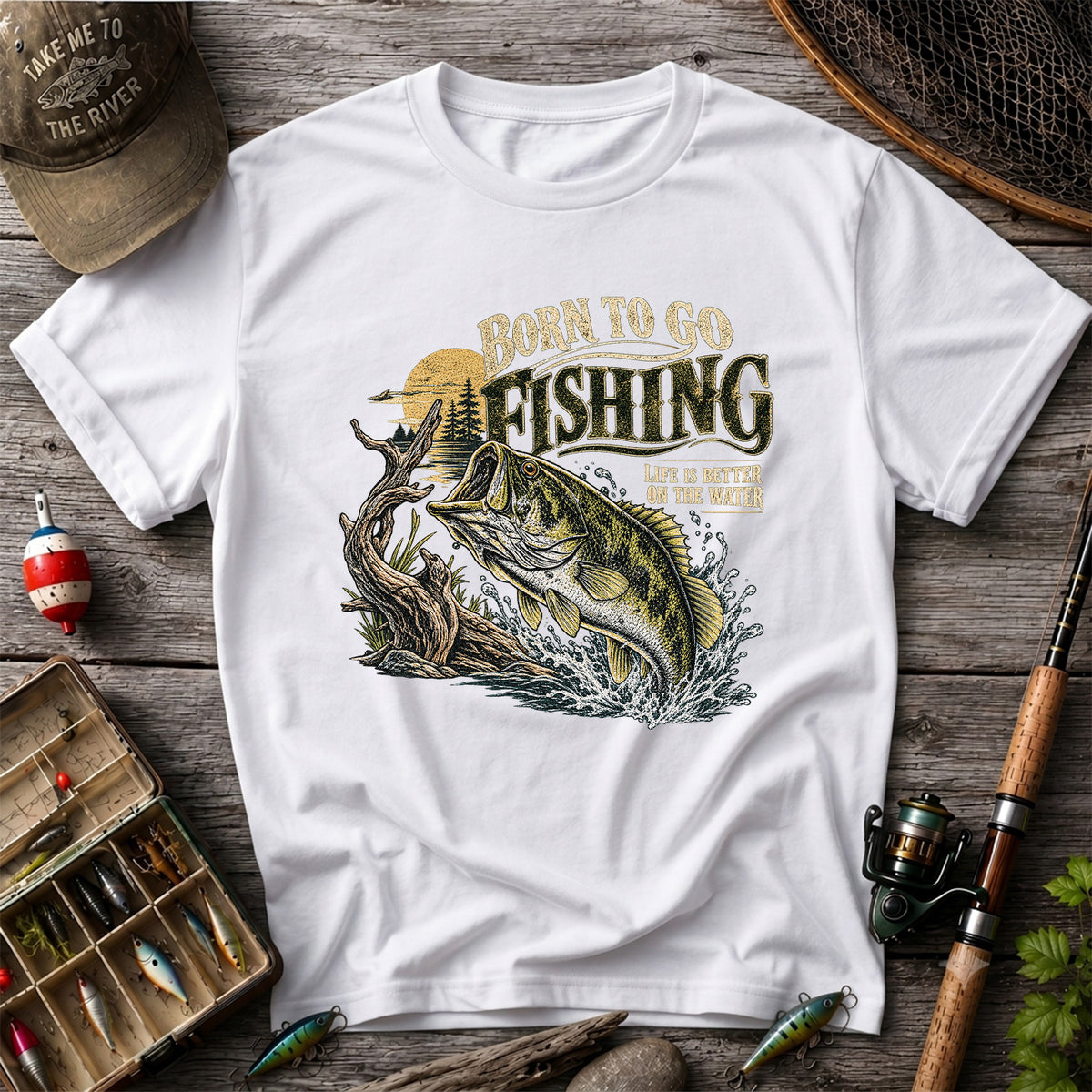 Born to Go Fishing Largemouth Bass Graphic T-Shirt