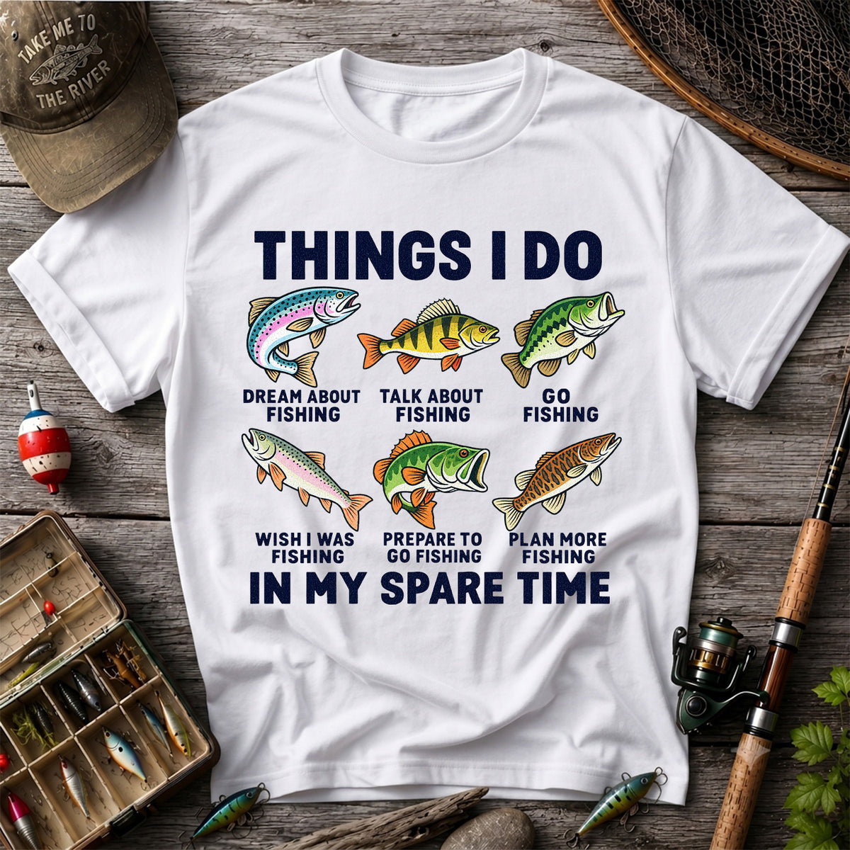 Colorful Fish Fishing Hobby Graphic T-Shirt