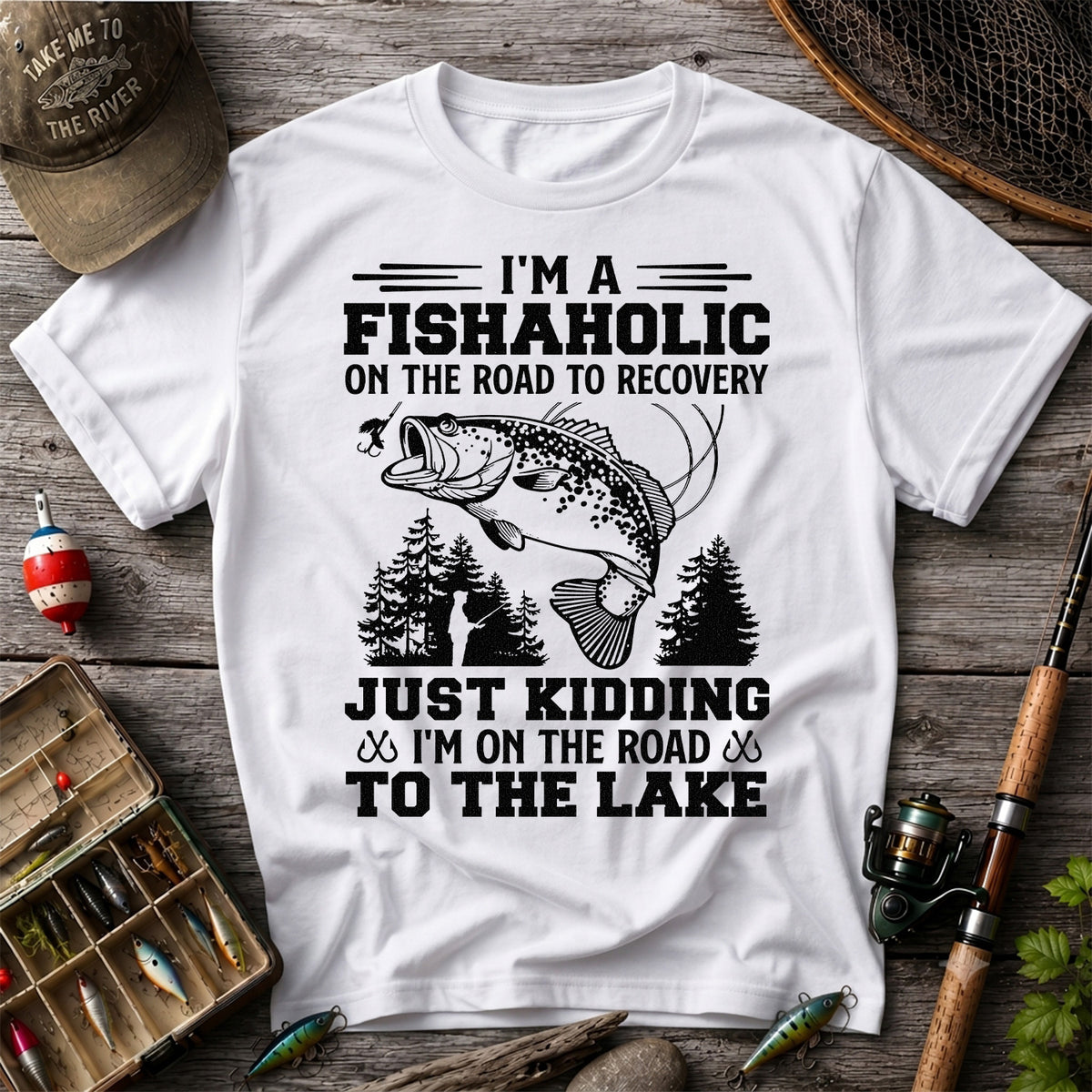 I'm a Fishaholic on the Road to Recovery Funny Fishing T-Shirt