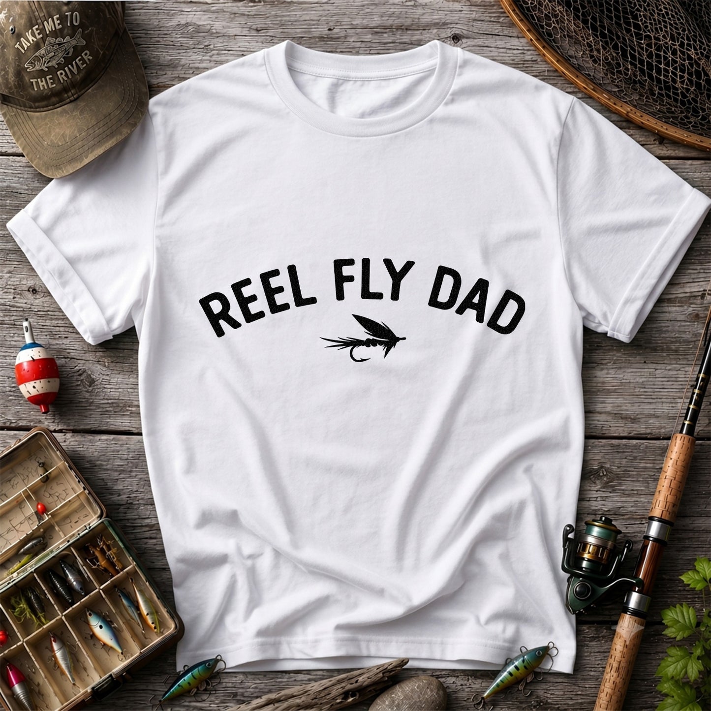 Reel Fly Dad Fly Fishing Lure Graphic T-Shirt