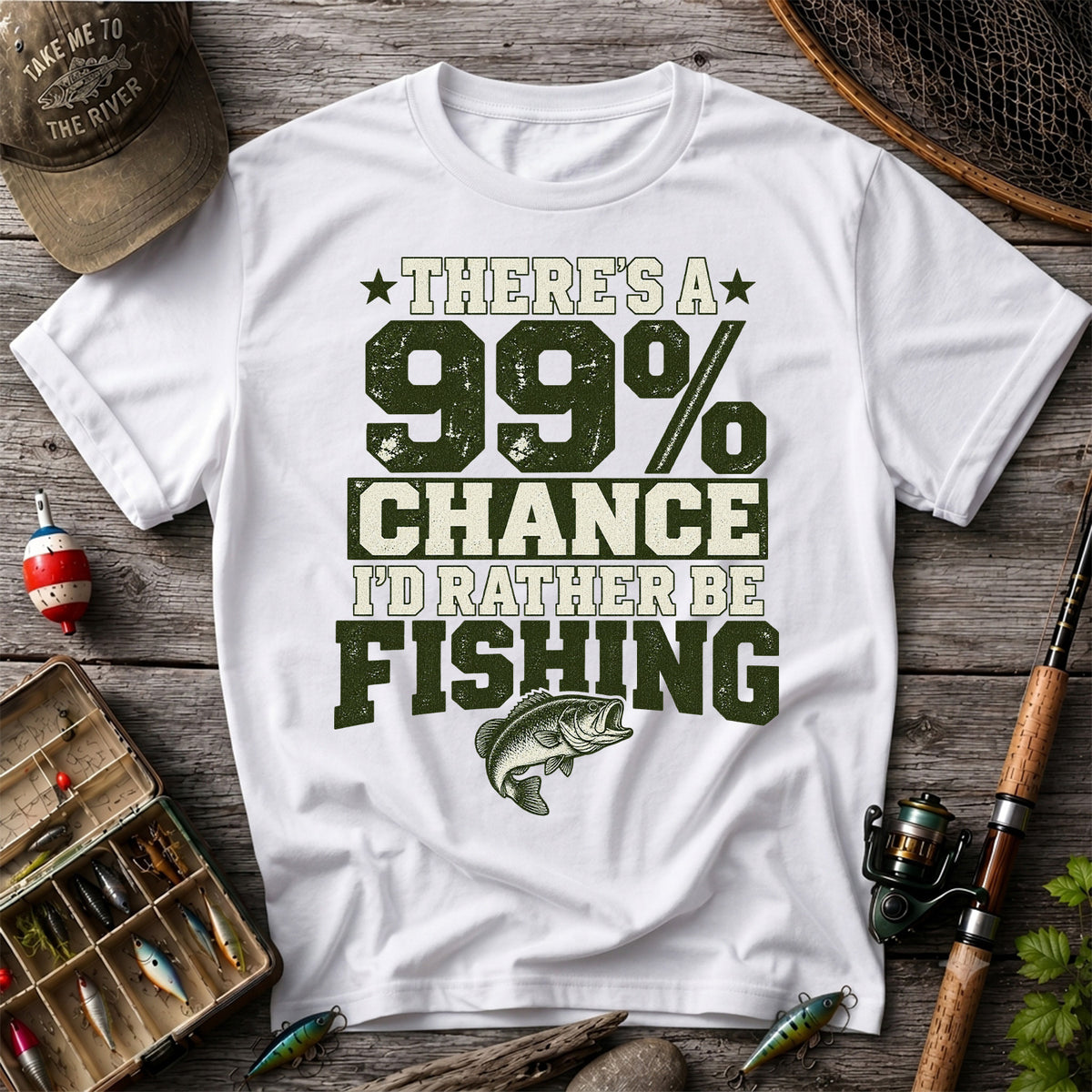 Ninety Nine Percent Fishing Graphic T-Shirt