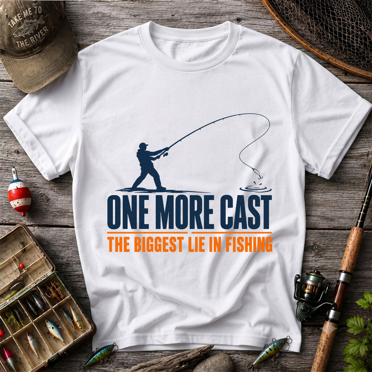 Fishing Angler Silhouette Graphic T-Shirt
