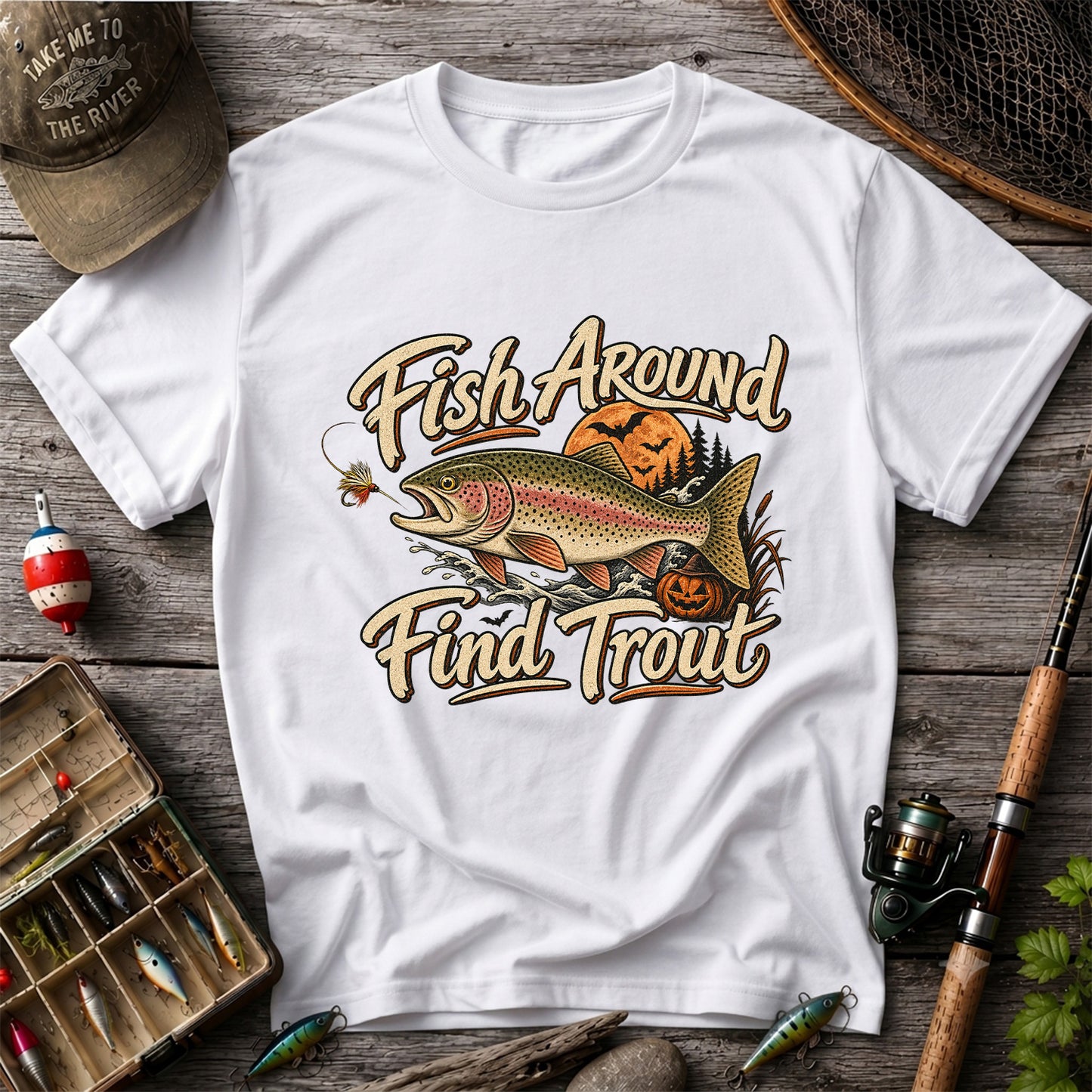 Fish Around Find Trout Halloween Fishing T-Shirt