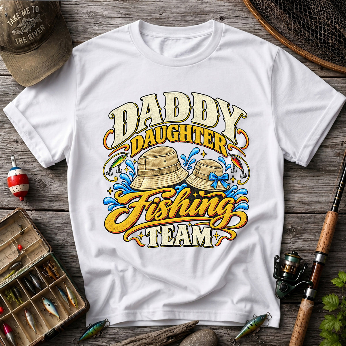 Dad Daughter Fishing Team Family Fishing Graphic T-Shirt