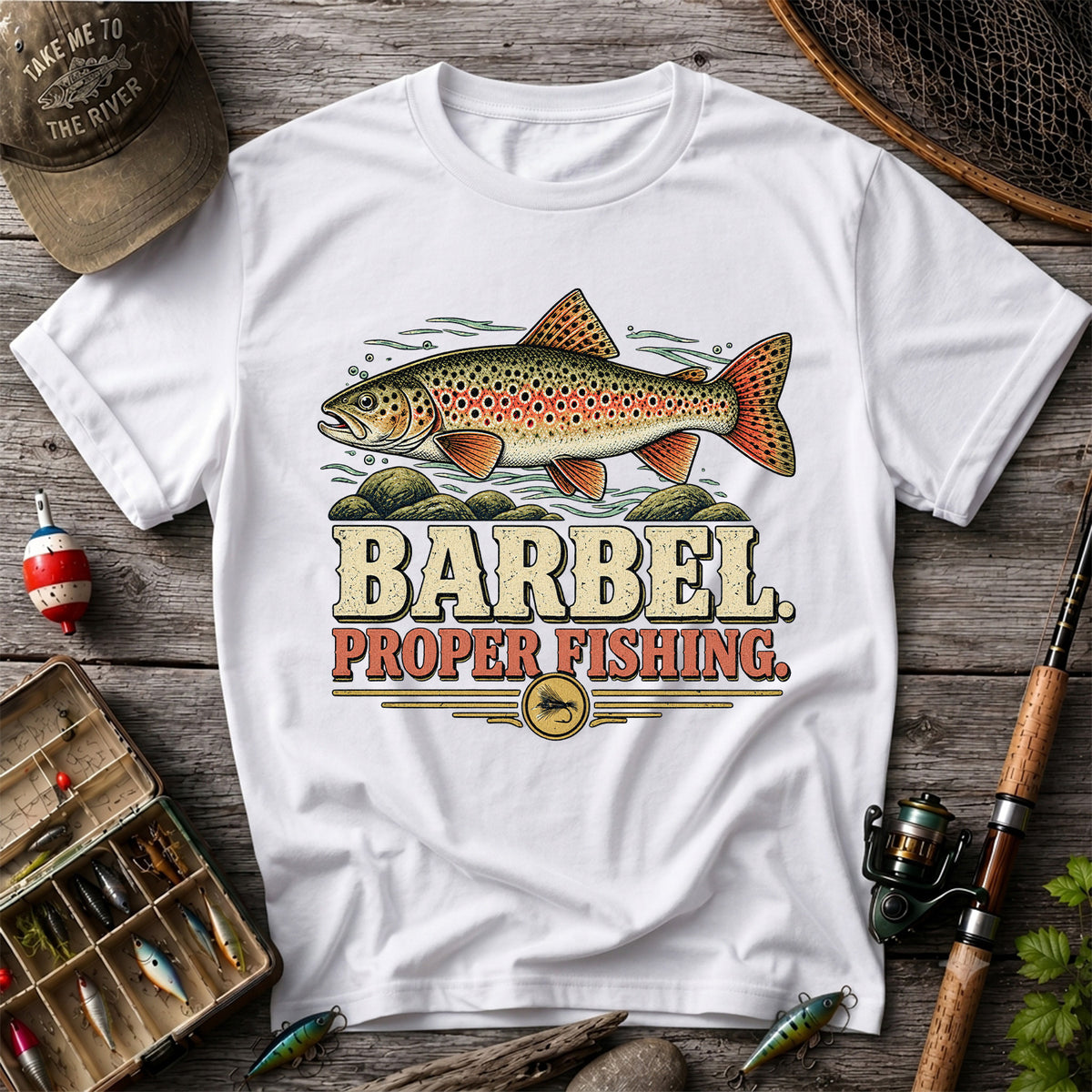 Barbel Proper Fishing Brown Trout Graphic T-Shirt