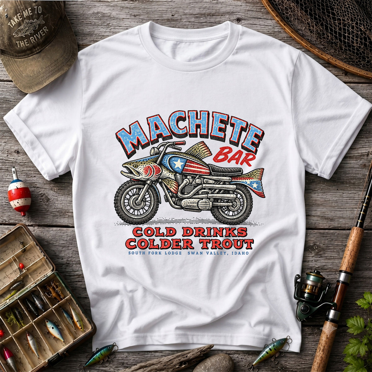Machete Bar Cold Drinks Colder Trout Fishing T-Shirt