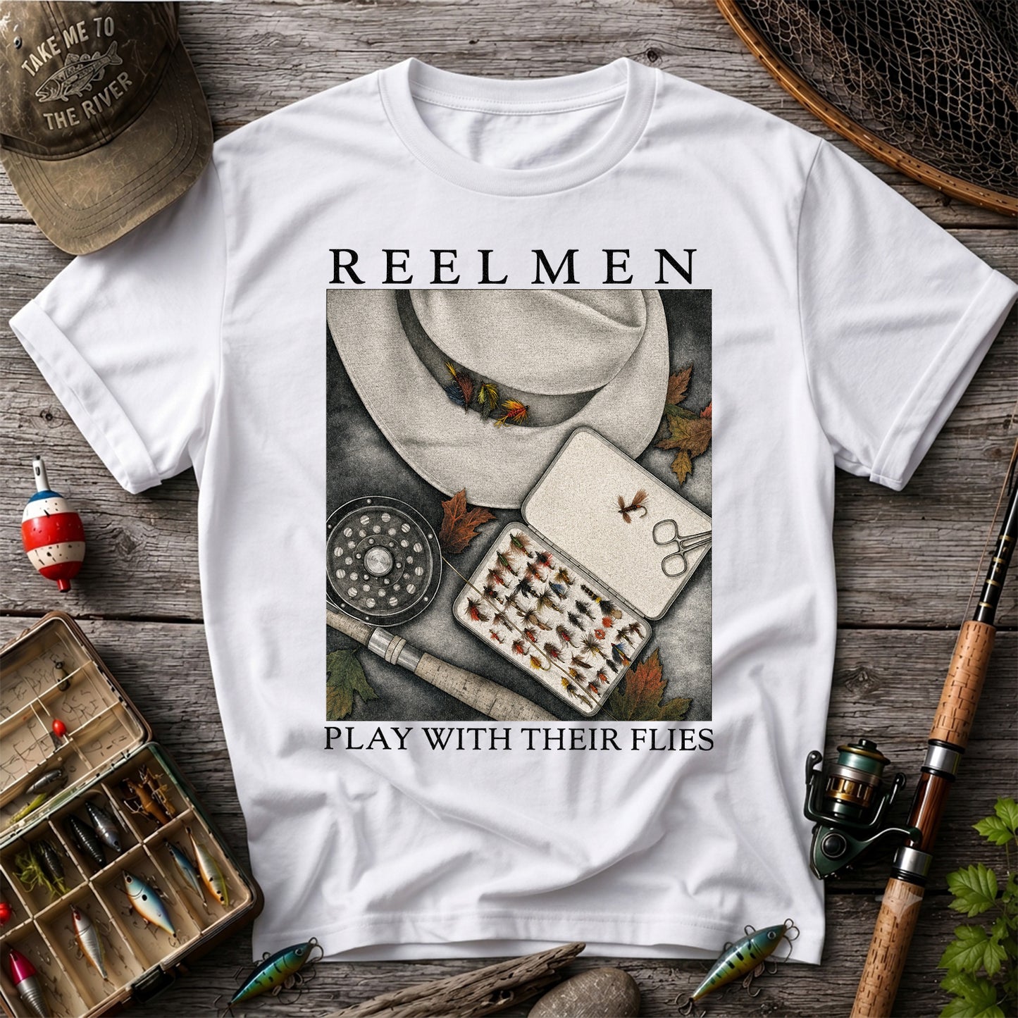 Fly Fishing T-Shirt Reelmen Play With Their Flies Vintage Fly Fisherman Tee