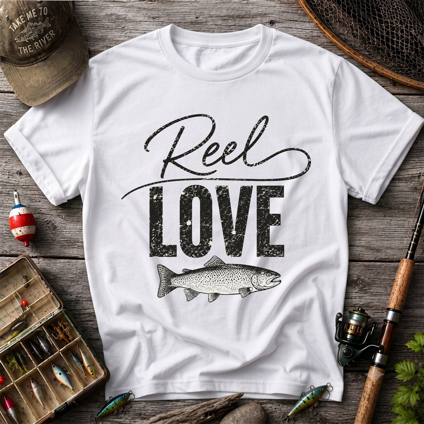 Reel Love Vintage Trout Fishing Graphic T-Shirt