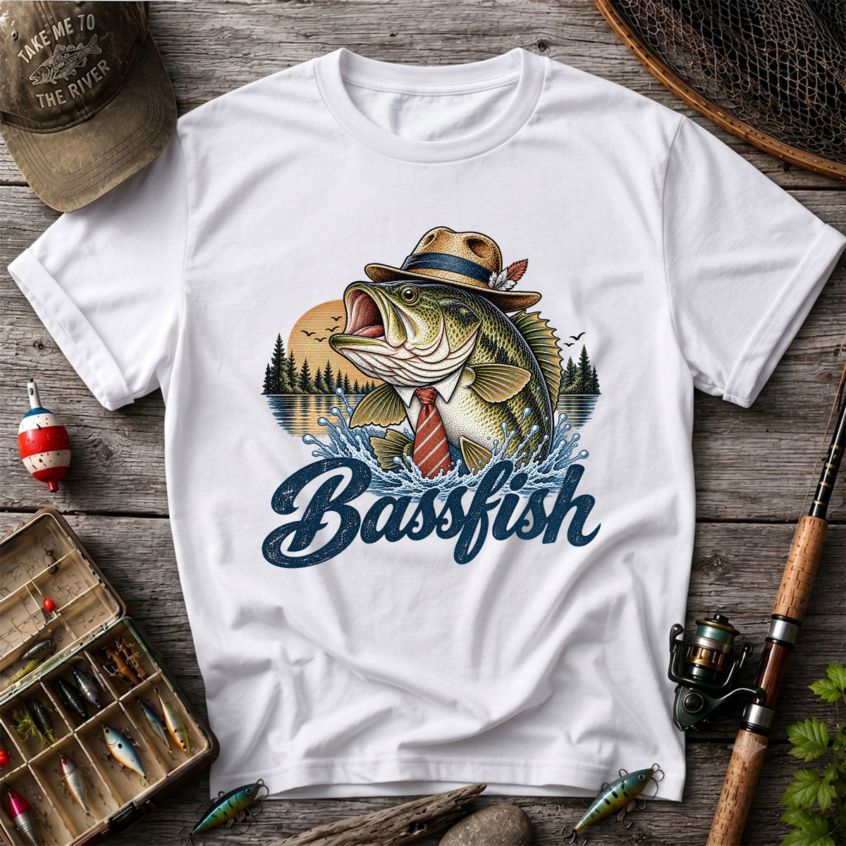 Cowboy Hat Bass Fishing Graphic T-Shirt