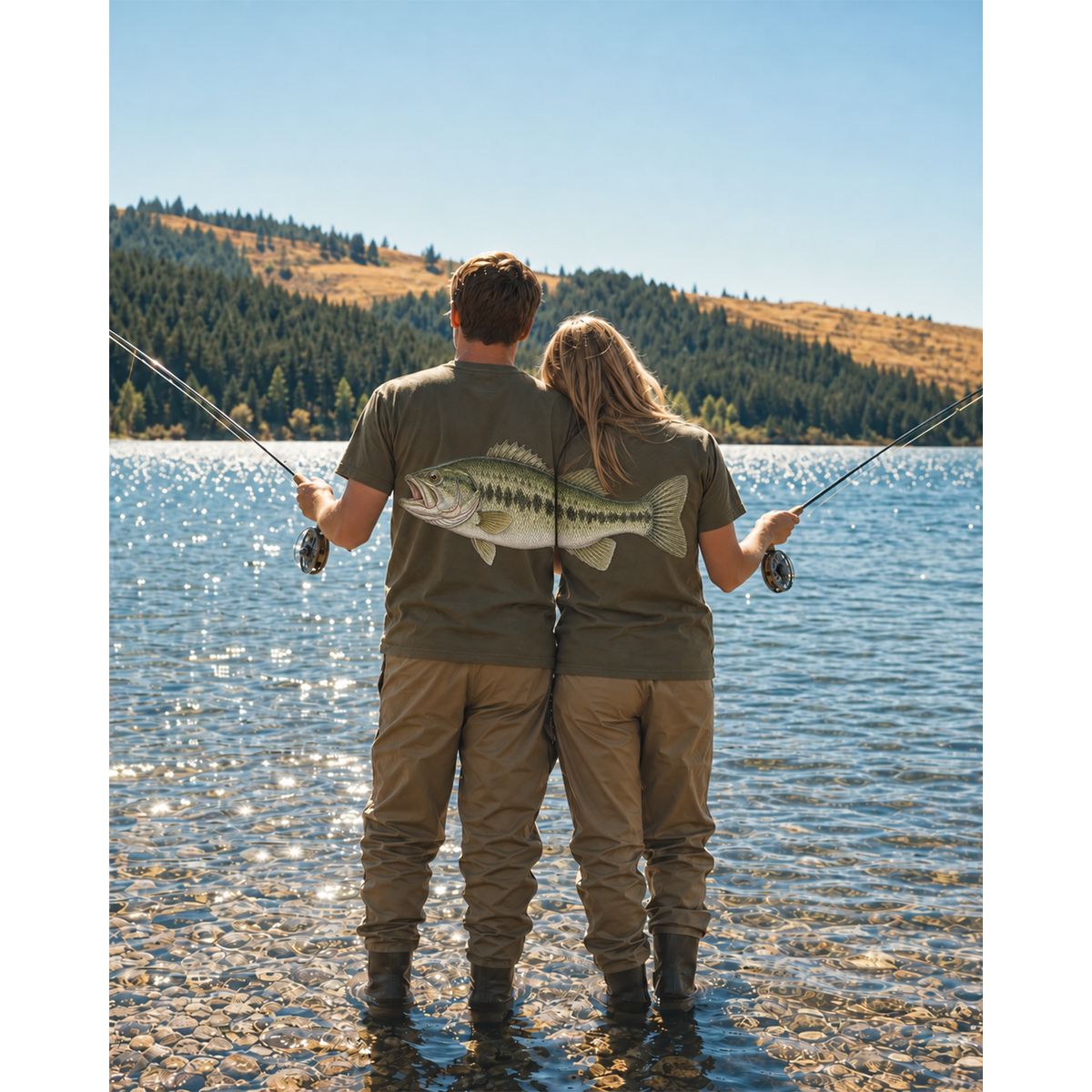 Matching Bass Fishing Couple T-Shirt, Gift for Him, Her