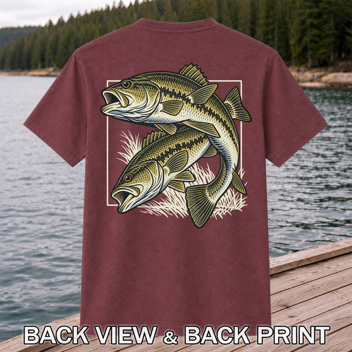 Vintage Bass Fishing Graphic T-Shirt | Back Print
