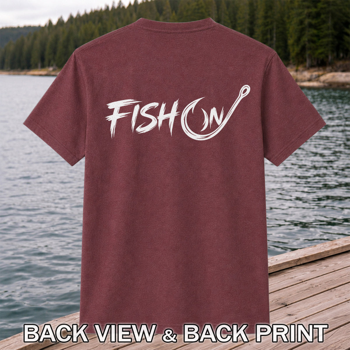 Fish On Fishing Hook Graphic T-Shirt | Back Print