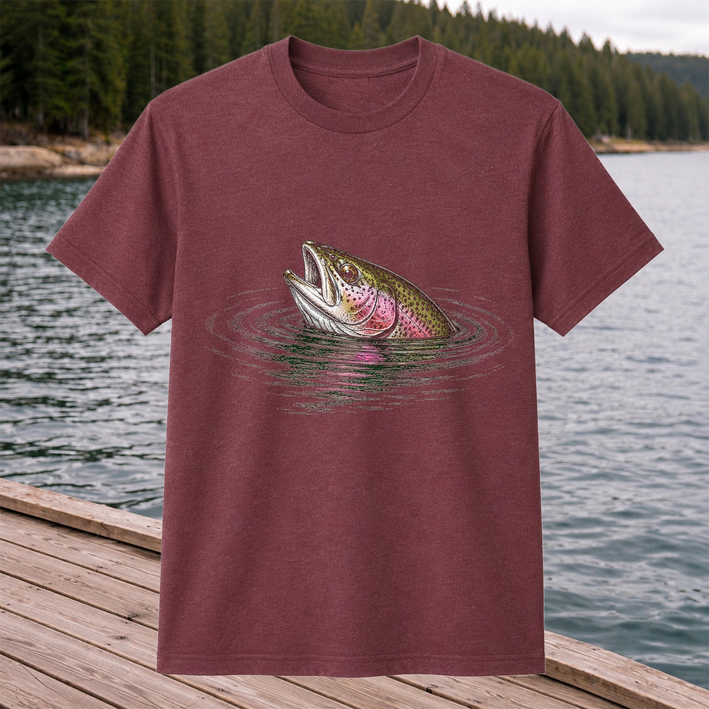 Rainbow Trout Fishing T-Shirt, Fly Fishing Tee for Anglers