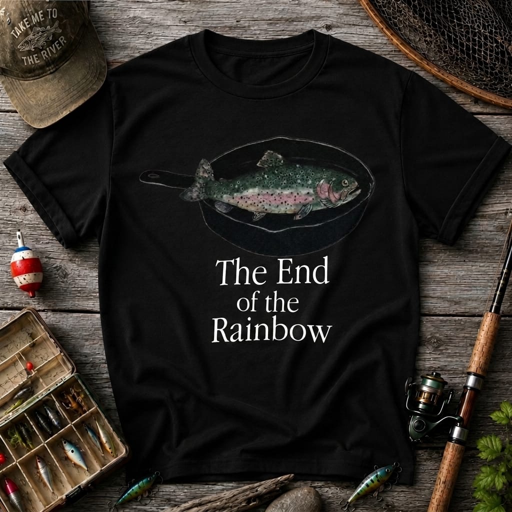 The End of the Rainbow Trout Fishing T Shirt | Funny Fisherman Gift Tee