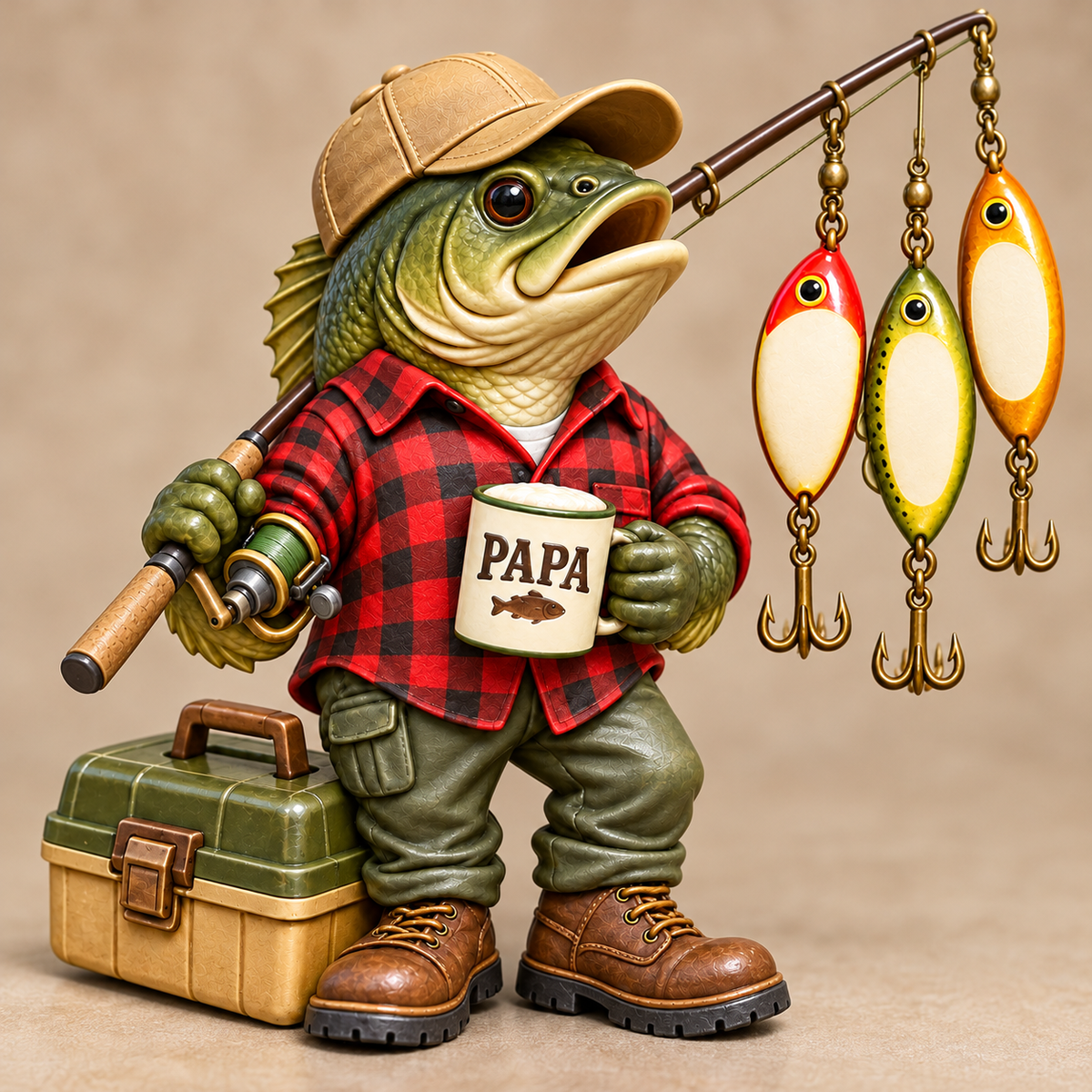 Personalized Papa’s Fishing Family Acrylic Ornament – Custom Names on Fishing Hooks