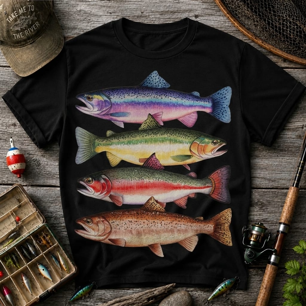 Vintage Trout Species Fishing T Shirt