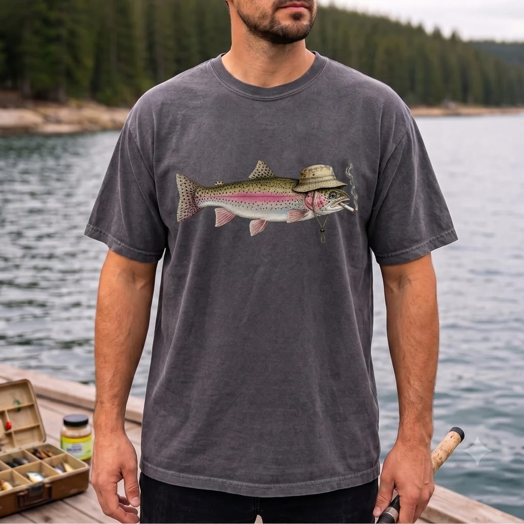 Funny Rainbow Trout Fishing T Shirt | Vintage Trout Graphic Tee