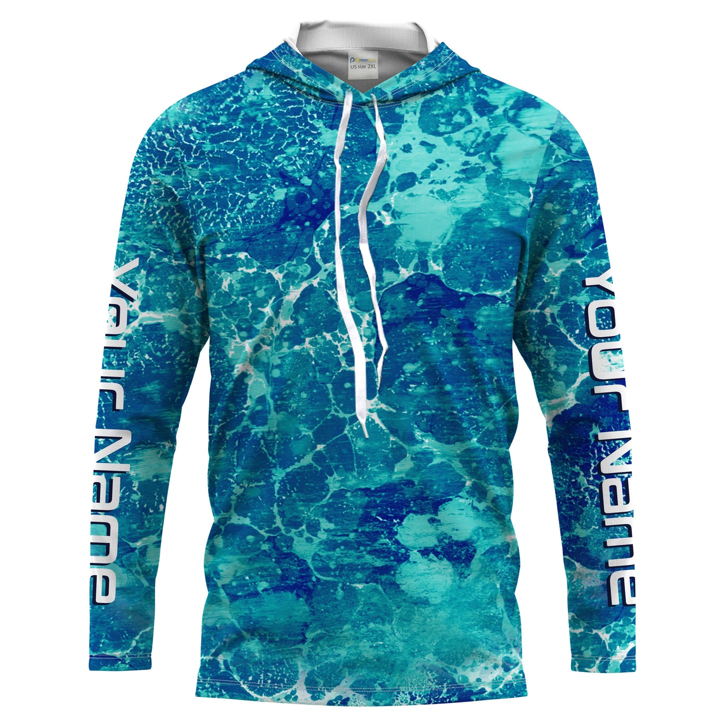 Custom Saltwater Long sleeve Fishing Shirts UV Protection, Sea wave camo Fishing Shirts - HPW242